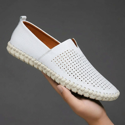 Men's perforated slip-on shoes, a perfect blend of casual ease and dress shoe elegance.