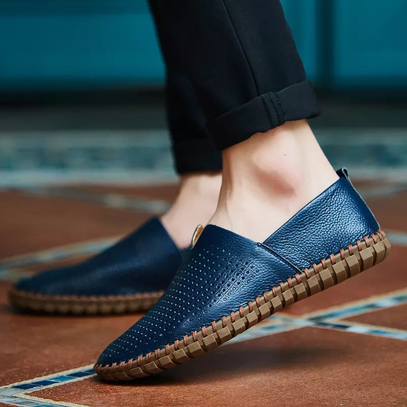 Dressy yet comfortable men's perforated slip-on shoes for sophisticated fashion.