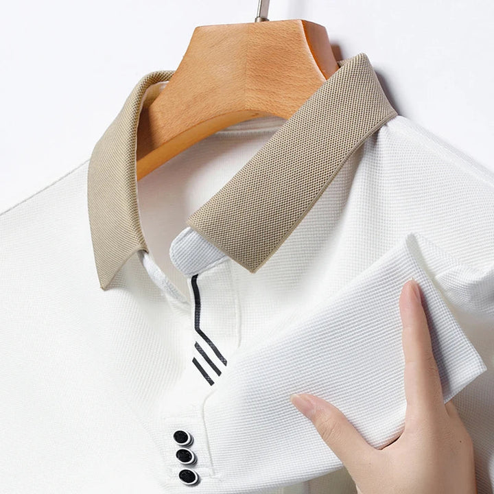 Men's easy care short sleeve polo shirt, a classic performance top perfect for golf and daily wear.