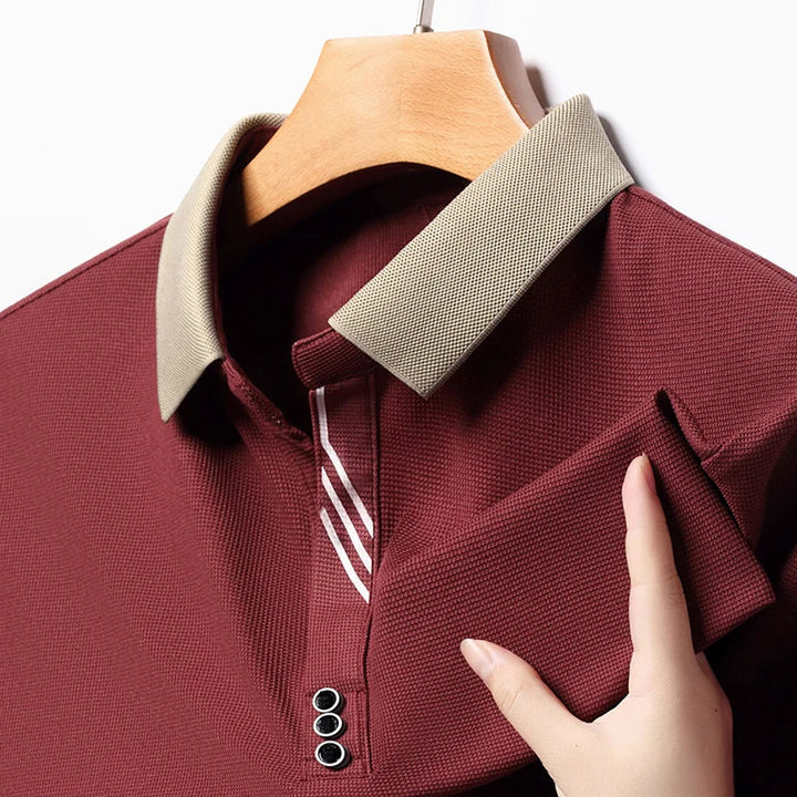 Men's durable performance polo shirt with a classic fit, short sleeves, and easy care for active comfort.