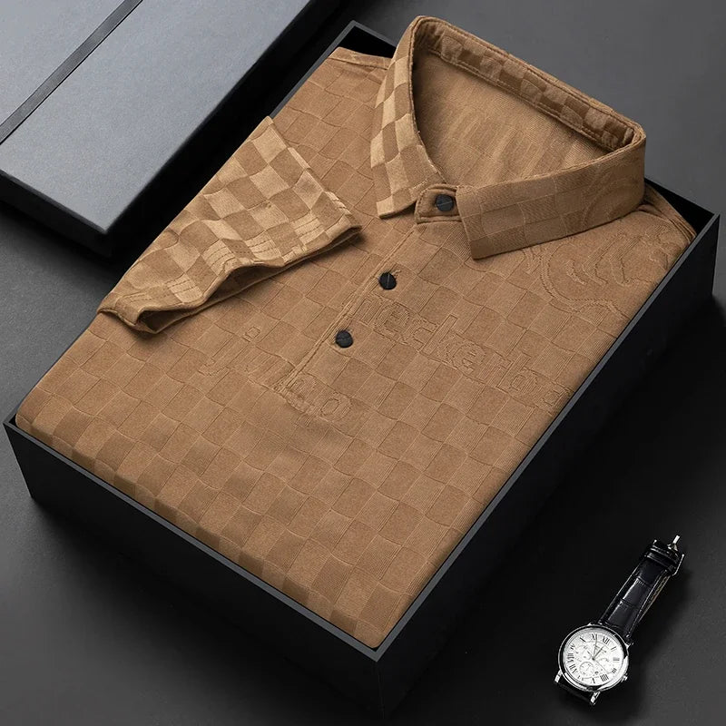 Men's comfortable short sleeve polo, a classic button-up design for office, casual, & formal wear.