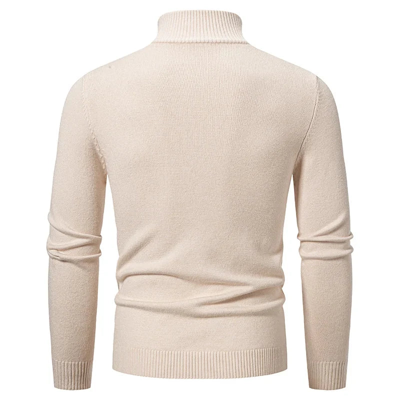 Tailored knit quarter-zip sweater for men, featuring a comfortable texture & versatile smart casual style.