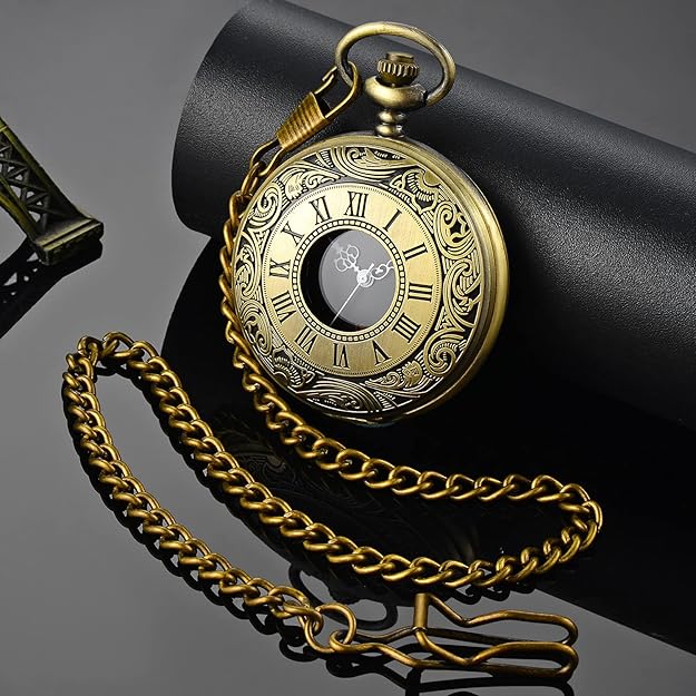 Elegant Men's Pocket Watch with Roman numerals, adding vintage charm to any classic outfit.