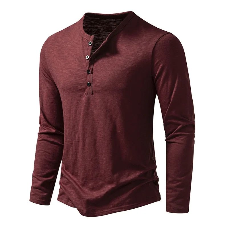 Men's everyday henley top, long sleeve and slim fit, offering comfort and style.