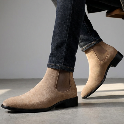 Durable men's ankle Chelsea boots with a comfortable rubber sole for casual wear.