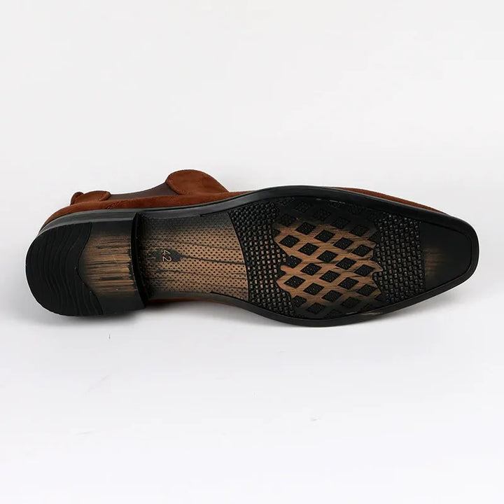 Brown men's classic Chelsea boots, a stylish & comfortable choice for men's fashion.