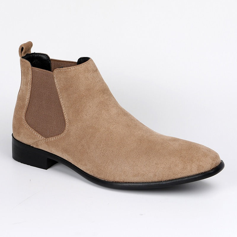 Elegant men's dress boots; classic Chelsea design with comfortable wear for any occasion.