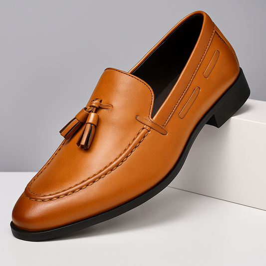 Classic men's tassel loafers, slip-on comfort, polished look for smart casual or professional wear.