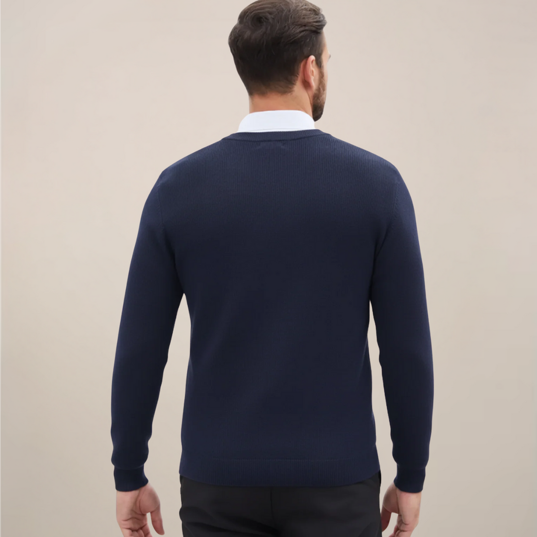 Stylish men's knit pullover with V-neck, offering classic comfort for cool weather. Soft and versatile.