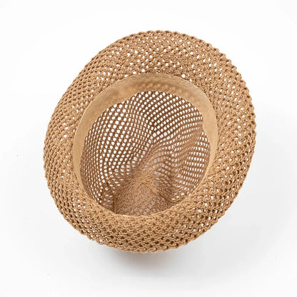 Lightweight unisex Panama sun hat, natural straw, perfect for summer fashion & sun protection.