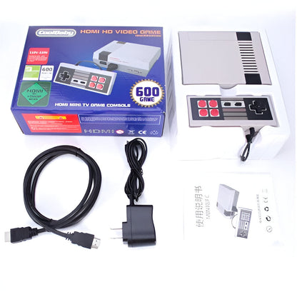 Vintage 8-bit gaming system, recreating childhood nostalgia with 620 classic video games & wired controllers.