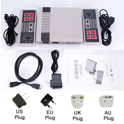 8-bit retro gaming console featuring 620 classic video games, includes wired controllers for a complete setup.