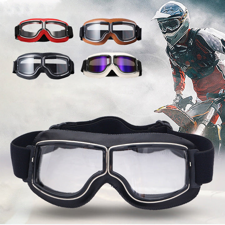Durable vintage motorcycle goggles, impact-resistant lens, reliable eye protection.