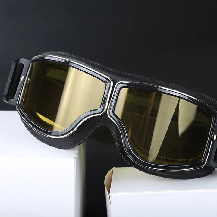 Perfect gift: Retro motorcycle goggles, vintage design, protective eyewear for riders.