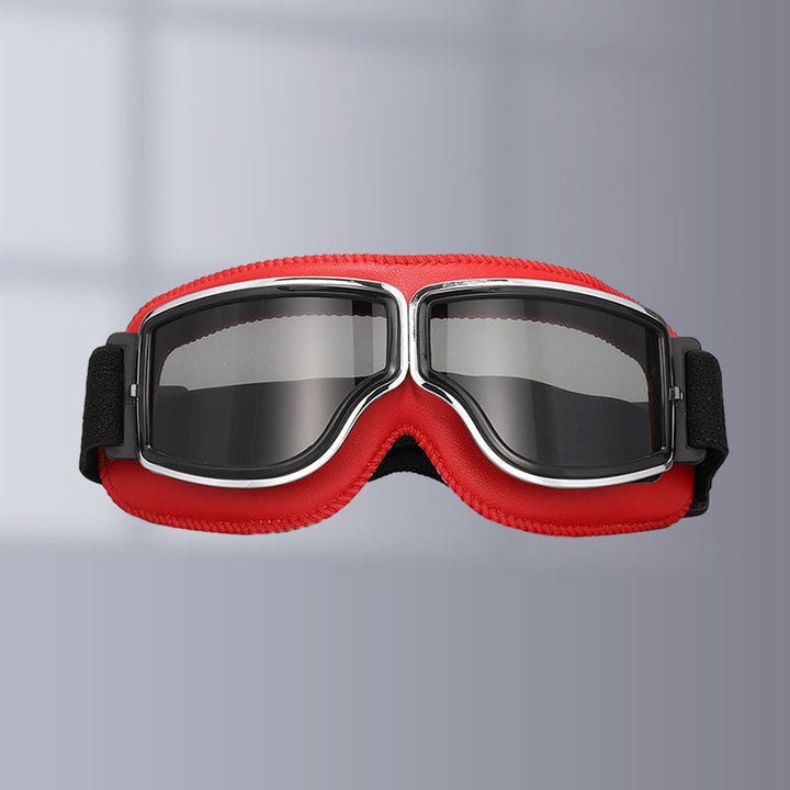 Outdoor sports goggles, retro design, UV & wind protection for cycling & skiing.