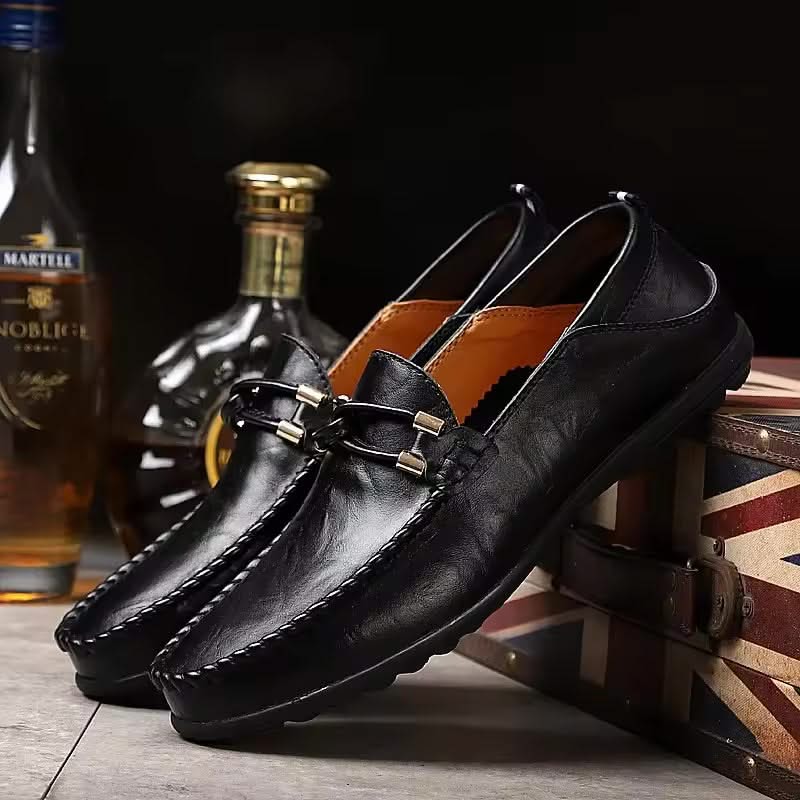 Tan leather Romano slip-on loafers for men, ideal for casual or elegant everyday style.
