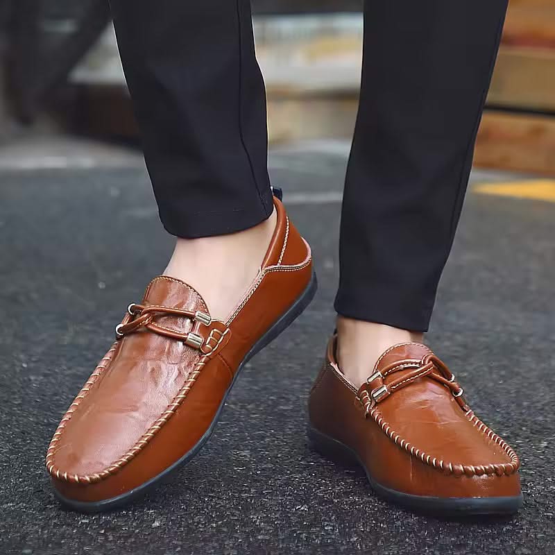 Modern Romano men's formal loafers, sleek slip-on shoes for dress or business casual.