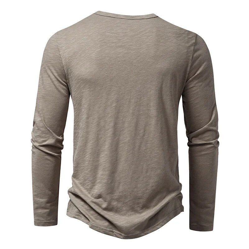 Soft cotton slim-fit henley for men, a comfortable and versatile casual shirt.