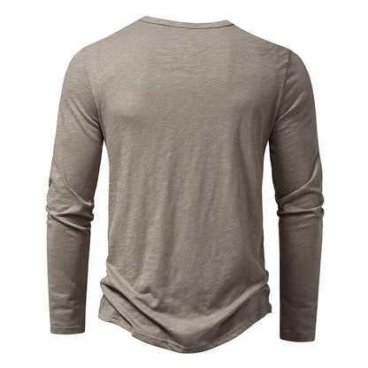 Soft cotton slim-fit henley for men, a comfortable and versatile casual shirt.