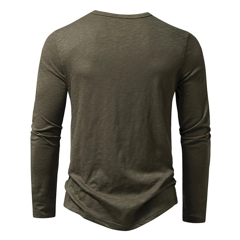 Charcoal grey slim-fit men's henley, a versatile casual shirt perfect for men's fashion.