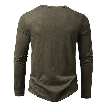 Charcoal grey slim-fit men's henley, a versatile casual shirt perfect for men's fashion.