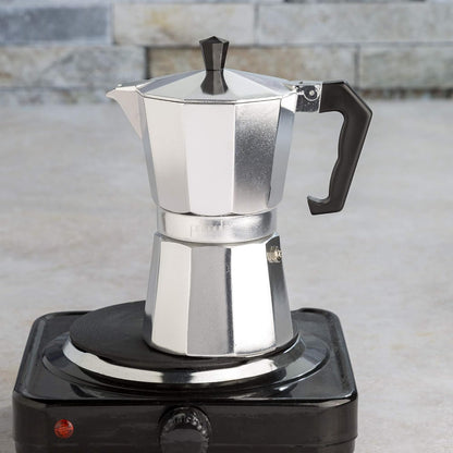 High-quality stovetop espresso moka pot coffee maker. Brew cafe-style Italian & Cuban coffee at home.