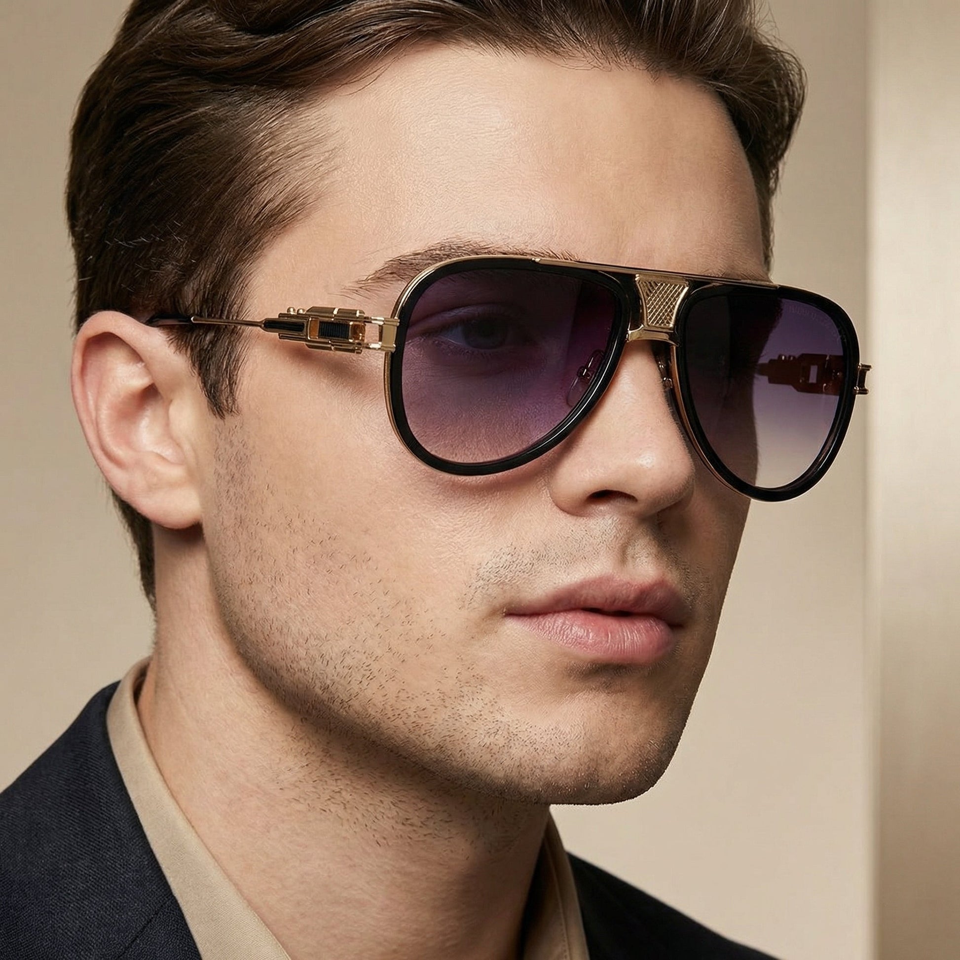 Acetate frame aviator sunglasses, unisex design, provides excellent UV protection for daily fashion & outdoor.