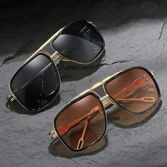 Classic unisex aviator sunglasses with stylish gold frame for timeless fashion and sun protection.