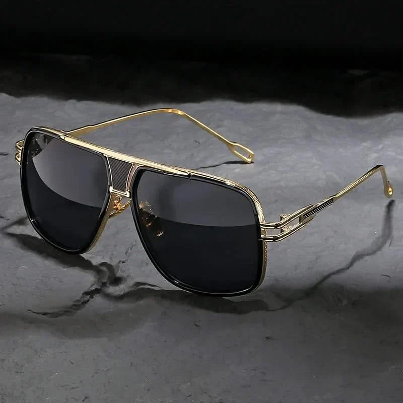 Iconic unisex aviator sunglasses, gold frame, providing anti-glare sun protection for everyday stylish wear.