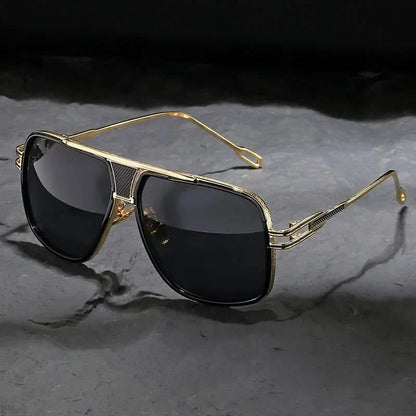 Iconic unisex aviator sunglasses, gold frame, providing anti-glare sun protection for everyday stylish wear.