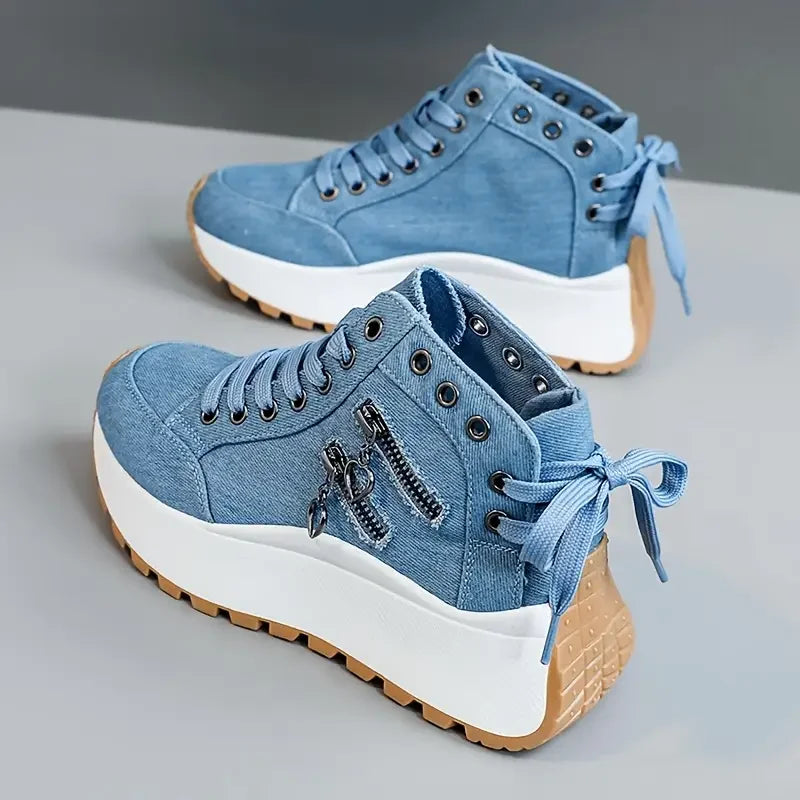 Lace-up denim shoes offering all-day comfort, a durable build, and a classic, fashionable look.
