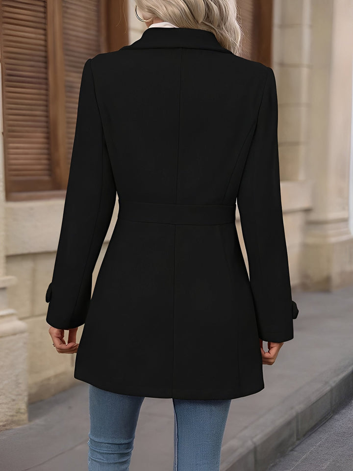 Women's fall fashion trench coat, double-breasted and belted, offering timeless sophistication.