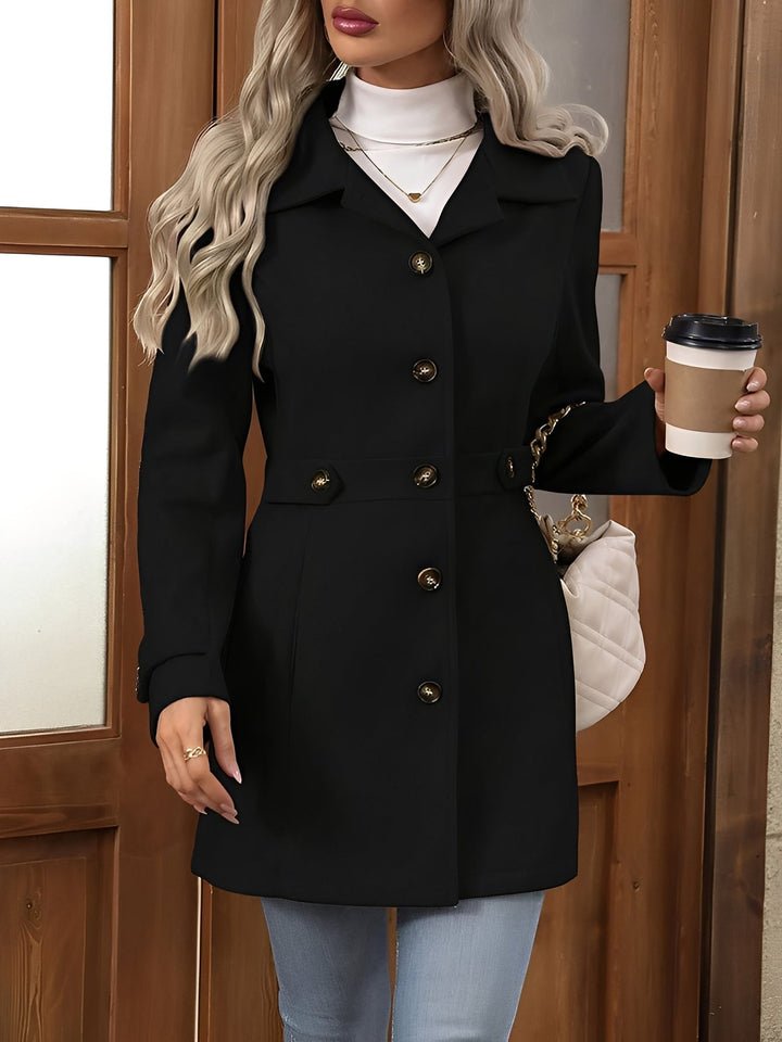 Spring style women's trench coat, classic double-breasted, with a flattering belted silhouette.