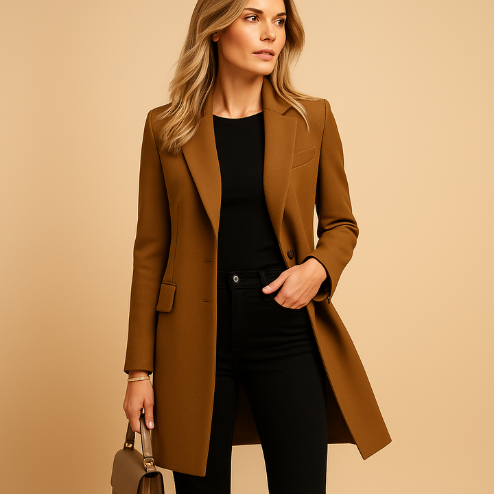 Classic women's double-breasted trench coat with tailored fit, timeless outerwear for versatile spring & autumn style.