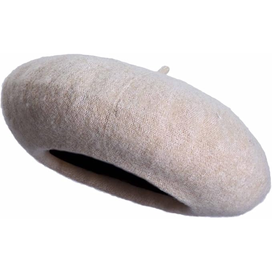 Women's classic wool beret, elegant French style, warm and comfortable winter hat.