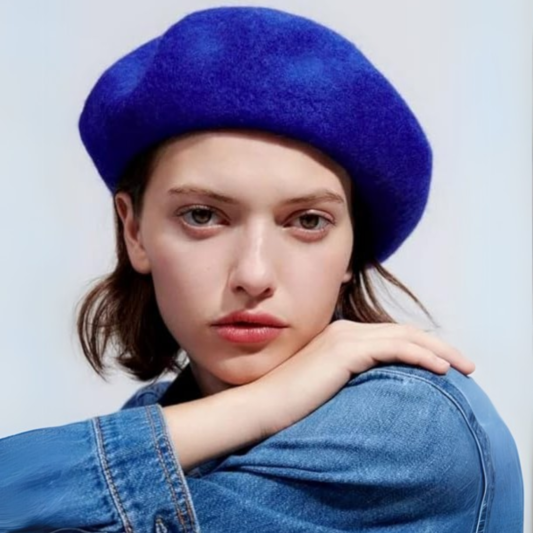 Women's comfortable wool beret, classic French hat, stylish for cold weather.