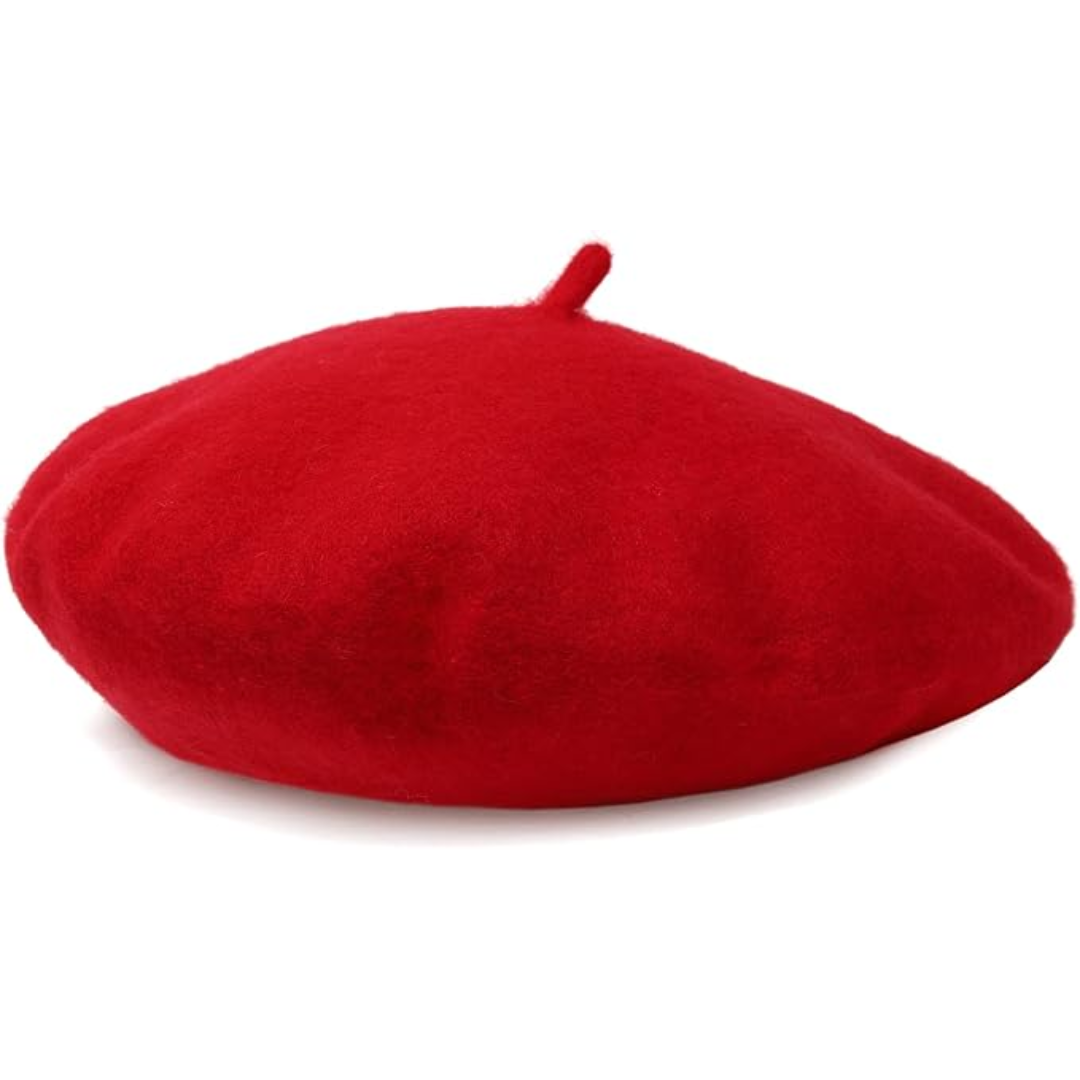 Elegant women's solid color wool beret, a classic French style winter hat.