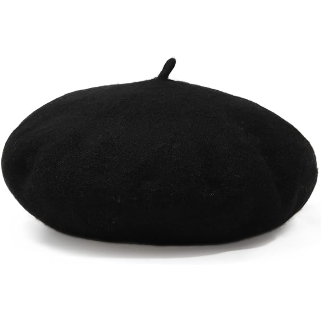 Warm women's French beret, a classic wool hat and essential winter accessory.