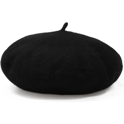 Warm women's French beret, a classic wool hat and essential winter accessory.