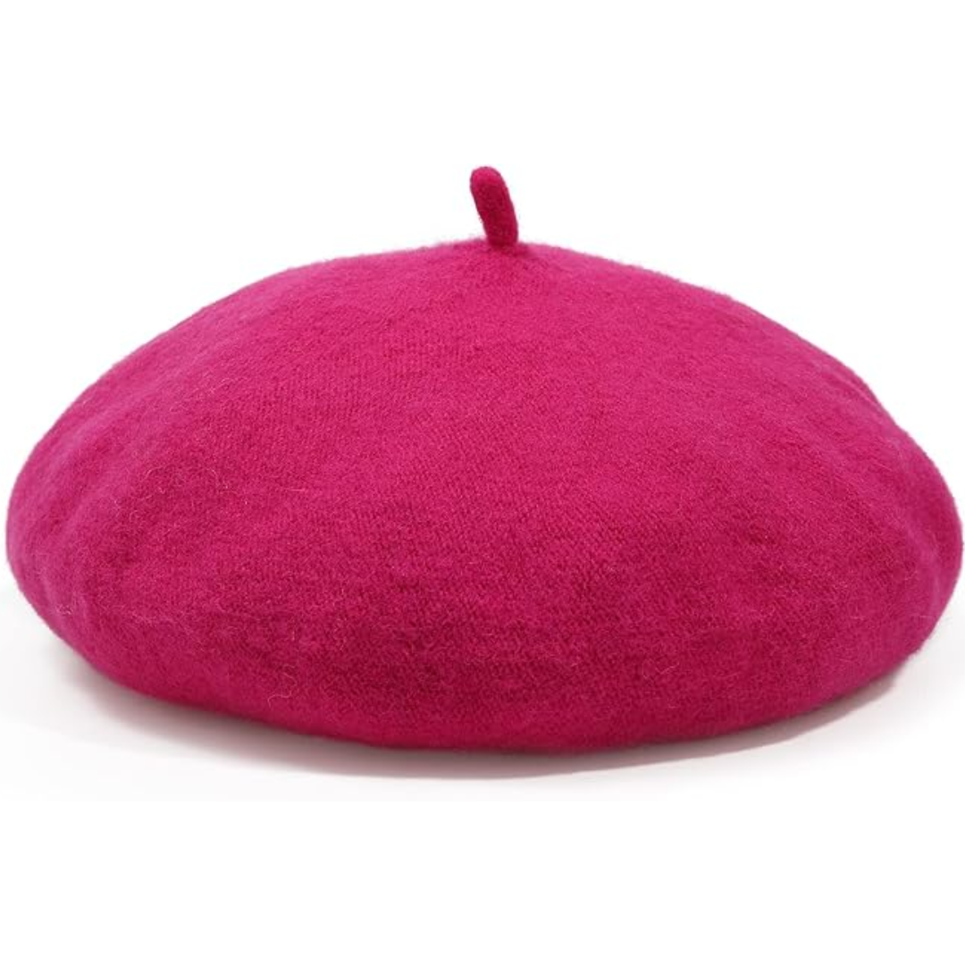 Fashionable women's wool beret, classic French style, warm winter headwear.