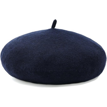 Comfortable women's French wool beret, perfect classic style winter hat accessory.