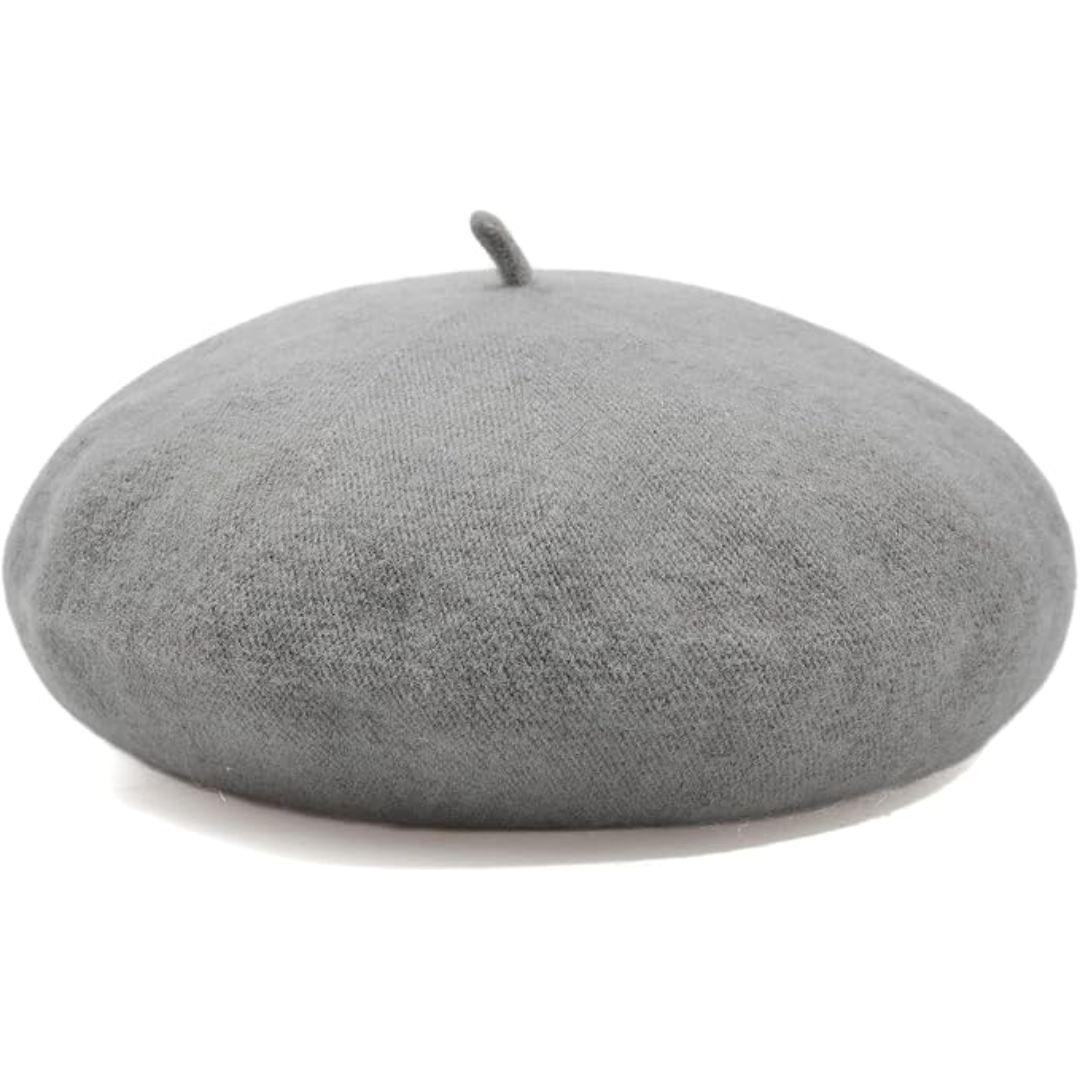 Chic women's wool beret, a classic French hat and warm winter fashion accessory.
