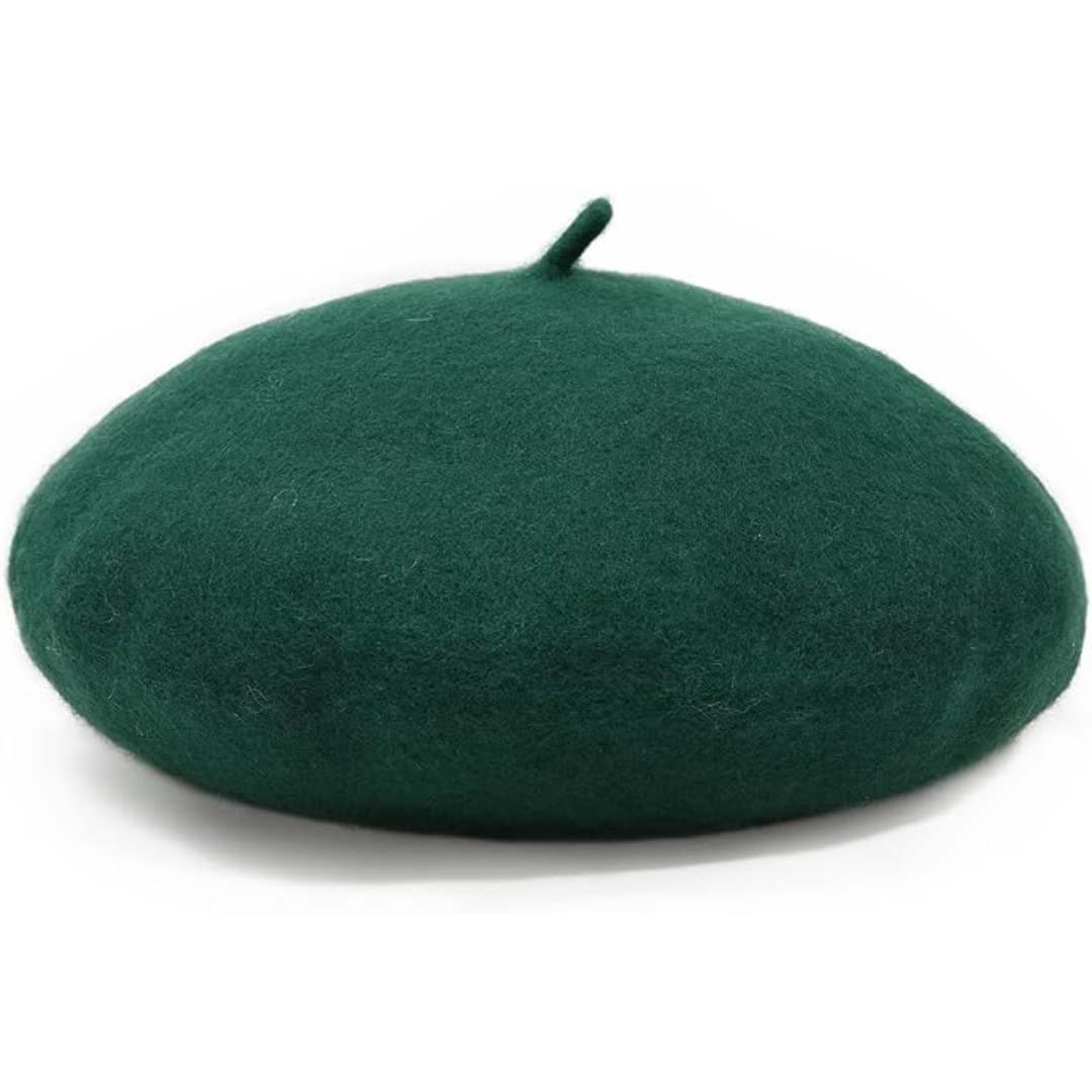 Stylish women's French wool beret, solid color, ideal classic winter hat.