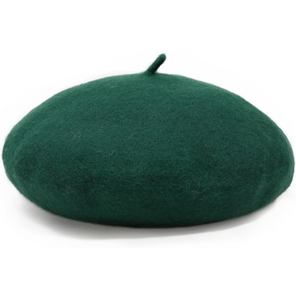 Stylish women's French wool beret, solid color, ideal classic winter hat.
