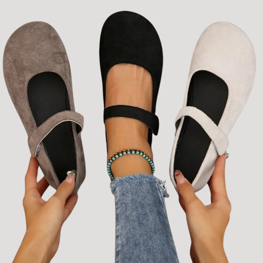 Modern classic women's Mary Jane flats, comfortable design with a chic buckle strap. Versatile for casual & dressy.
