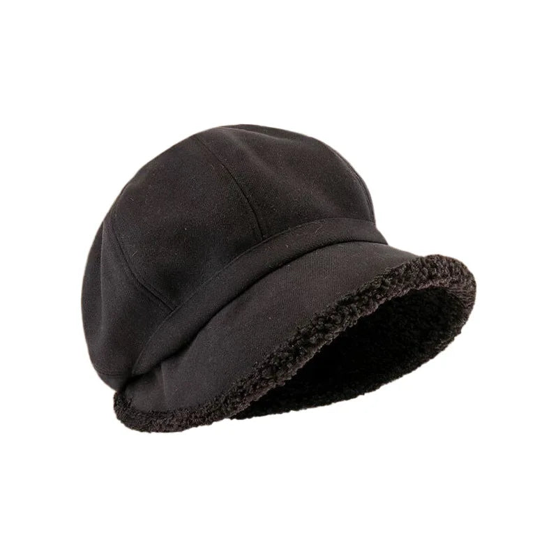 Chic women's velvet beret hat, a timeless classic style for elegant fall and winter outfits. Fashion accessory.