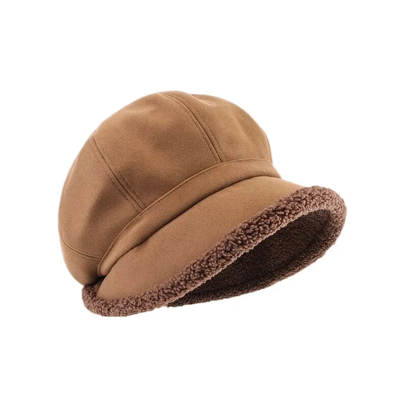 Warm women's velvet beret, a classic fashion hat perfect for chilly fall days & stylish winter accessory.