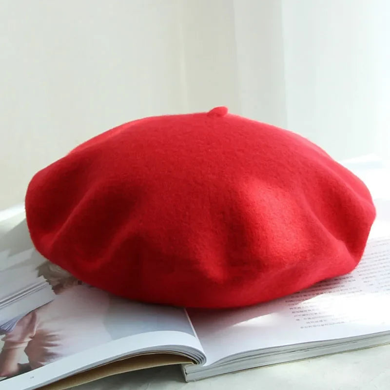 Warm wool beret for women. Classic French style hat, perfect for cold weather.