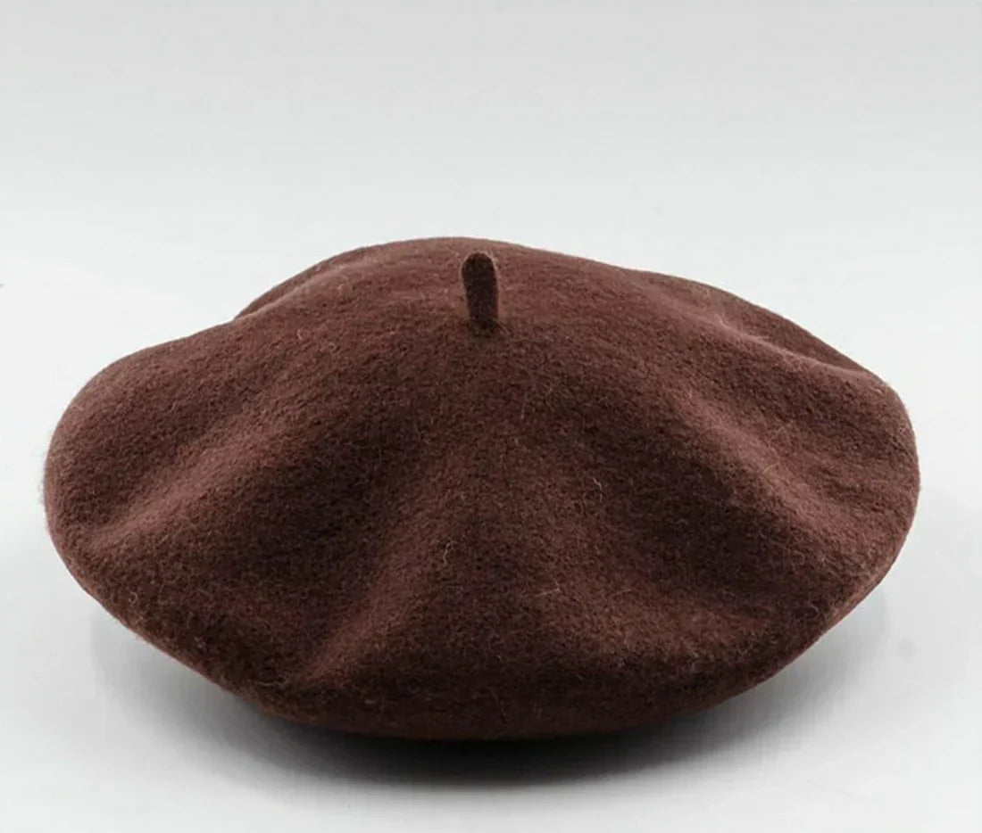 Ladies' classic wool beret. Soft, stylish headwear for winter fashion.