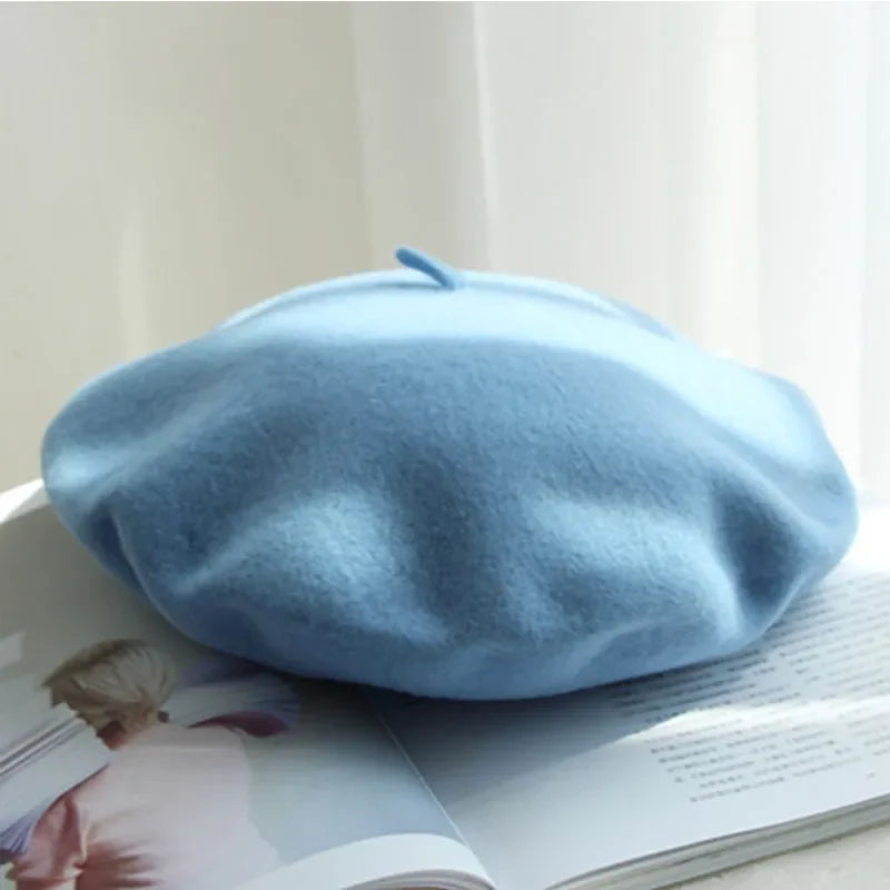 Cozy women's wool beret. A classic, warm hat perfect for cold weather style.